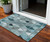3' X 5' Teal Blue Aqua And Gray Geometric Washable Indoor Outdoor Area Rug