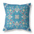 20" X 20" Blue And Beige Blown Seam Floral Indoor Outdoor Throw Pillow