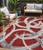 5' X 8' Red Beige And Gray Abstract Washable Indoor Outdoor Area Rug