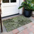 2' X 3' Green and Gray Floral Washable Non Skid Indoor Outdoor Area Rug