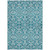 5' X 8' Teal Blue And Ivory Damask Washable Indoor Outdoor Area Rug