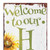 36" White Green And Yellow Sunflowers Solid Wood Welcome Porch Sign