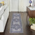 8' Blue and Ivory Floral Power Loom Distressed Washable Runner Rug Cotton Blend