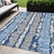 5' X 8' Navy Blue Ivory And Denim Blue Striped Washable Indoor Outdoor Area Rug