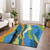 5' X 8' Denim Blue Copper And Green Abstract Washable Indoor Outdoor Area Rug