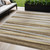 5' X 8' Brown Beige And Gray Striped Washable Indoor Outdoor Area Rug