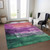 3' X 5' Purple Salmon And Green Abstract Washable Indoor Outdoor Area Rug