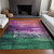 3' X 5' Purple Salmon And Green Abstract Washable Indoor Outdoor Area Rug