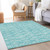 5' X 8' Teal Blue And Ivory Geometric Washable Indoor Outdoor Area Rug Transitional Style - Teal Blue, Ivory Color