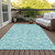 5' X 8' Teal Blue And Ivory Geometric Washable Indoor Outdoor Area Rug Transitional Style - Teal Blue, Ivory Color