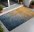 3' X 5' Denim and Gold Ombre Washable Non Skid Indoor Outdoor Area Rug