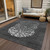 5' X 8' Charcoal Gray And Silver Abstract Washable Indoor Outdoor Area Rug