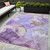 5' X 8' Gray and Purple Abstract Washable Non Skid Indoor Outdoor Area Rug Transitional Style - Gray, Purple Color