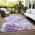 5' X 8' Gray and Purple Abstract Washable Non Skid Indoor Outdoor Area Rug Transitional Style - Gray, Purple Color