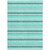 3' X 5' Turquoise Striped Washable Indoor Outdoor Area Rug