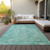 5' X 8' Teal Blue Aqua And Green Abstract Washable Indoor Outdoor Area Rug