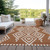 5' X 8' Terra Cotta And Ivory Geometric Washable Indoor Outdoor Area Rug - Terra Cotta, Ivory