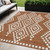 5' X 8' Terra Cotta And Ivory Geometric Washable Indoor Outdoor Area Rug