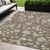 5' X 8' Chocolate Beige And Blue Floral Washable Indoor Outdoor Area Rug