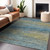 3' X 5' Denim Blue Striped Washable Indoor Outdoor Area Rug