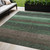 5' X 8' Green And Khaki Striped Washable Indoor Outdoor Area Rug