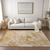 3' X 5' Cream and Gold Abstract Washable Non Skid Indoor Outdoor Area Rug