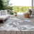 3' X 5' Gray And Silver Floral Washable Indoor Outdoor Area Rug - Gray, Silver