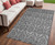 5' X 8' Gray Damask Washable Non Skid Indoor Outdoor Area Rug