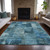 5' X 8' Blue And Ivory Abstract Washable Indoor Outdoor Area Rug - Blue, Ivory