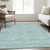 3' X 5' Turquoise Teal Blue And Gray Striped Washable Indoor Outdoor Area Rug