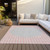 3' X 5' Pink And Silver Striped Washable Indoor Outdoor Area Rug