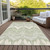 5' X 8' Artichoke Green And Beige Ikat Washable Indoor Outdoor Area Rug