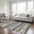 3' X 5' Charcoal Beige And Brown Striped Washable Indoor Outdoor Area Rug