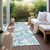 8' Runner Denim and Ivory Floral Washable Non Skid Indoor Outdoor Runner Rug