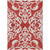 3' X 5' Red And Ivory Damask Washable Indoor Outdoor Area Rug