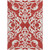3' X 5' Red And Ivory Damask Washable Indoor Outdoor Area Rug