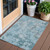 3' X 5' Teal Blue Aqua And Gray Floral Washable Indoor Outdoor Area Rug - Teal Blue, Aqua, Gray