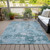 3' X 5' Teal Blue Aqua And Gray Floral Washable Indoor Outdoor Area Rug - Teal Blue, Aqua, Gray