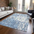 3' X 5' Denim Blue And Ivory Abstract Washable Indoor Outdoor Area Rug Transitional Style - Denim Blue, Ivory Color