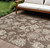 6' X 9' Brown And Ivory Floral Indoor Outdoor Area Rug