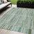 5' X 8' Artichoke Green And Teal Blue Striped Washable Indoor Outdoor Area Rug