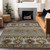 5' X 8' Chocolate Taupe And Gold Tribal Washable Indoor Outdoor Area Rug