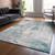 3' X 5' Teal Blue Beige And Copper Abstract Washable Indoor Outdoor Area Rug