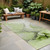 8' Runner Green Abstract Washable Non Skid Indoor Outdoor Runner Rug Transitional Style - Green Color