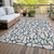 3' X 5' Beige And Blue Geometric Washable Indoor Outdoor Area Rug
