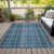 5' X 8' Blue Teal and Gray Plaid Washable Non Skid Indoor Outdoor Area Rug