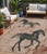5' X 8' Rust And Charcoal Horse Washable Indoor Outdoor Area Rug