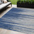 5' X 8' Navy Blue Gray And Ivory Striped Washable Indoor Outdoor Area Rug Transitional Style - Navy Blue, Gray, Ivory Color