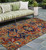 8' Red Orange And Blue Oriental Washable Indoor Outdoor Runner Rug