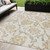 5' X 8' Ivory Beige And Gold Floral Washable Indoor Outdoor Area Rug